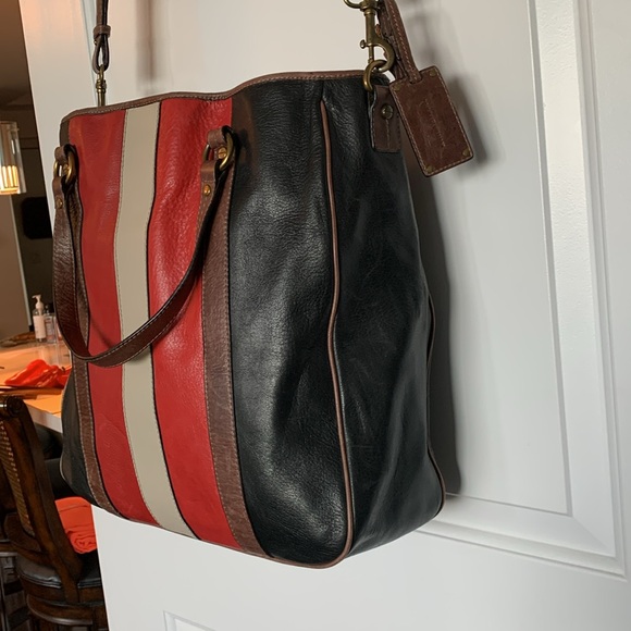 “VINTAGE”  LEATHER TOMMY HILFIGER LARGE TOTE - Picture 5 of 9